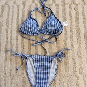 Wild Fable Blue Checkered Bikini